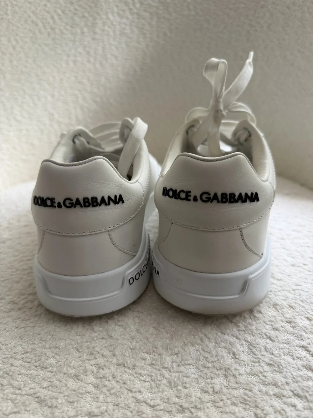 Dolce & Gabbana White Leather Low-Top Sneakers with Logo Trim